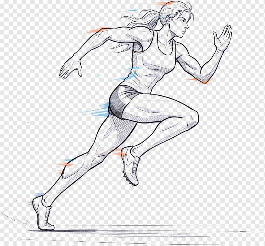 Anime-inspired athlete running without equipment