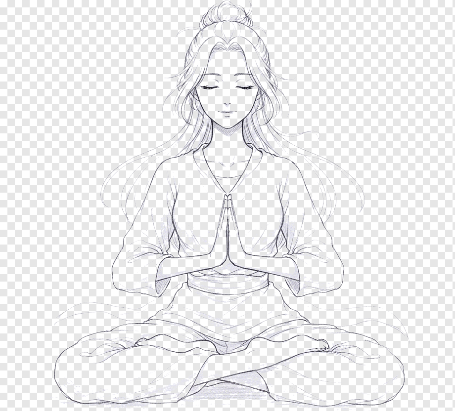 Anime-inspired athlete practicing yoga